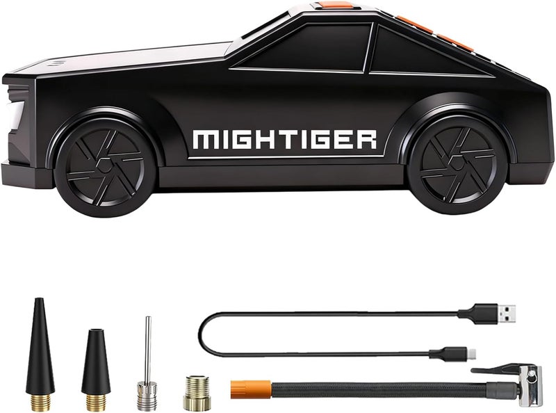 Mightiger Car-Shaped Air Pump with Bluetooth, 3 * 2000mAh Battery, Tire Inflator Portable Air Compressor withDigital Gauge, Fast Inflation for Car Tires, Balls, Bikes, Motorcycles - Image 1